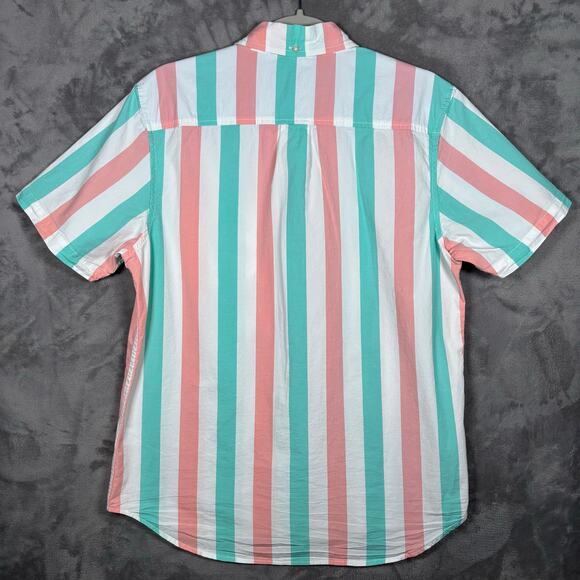 Chubbies Vertical Striped Shirt Size Medium Blue Pink Green Cotton Stretch - Picture 5 of 5